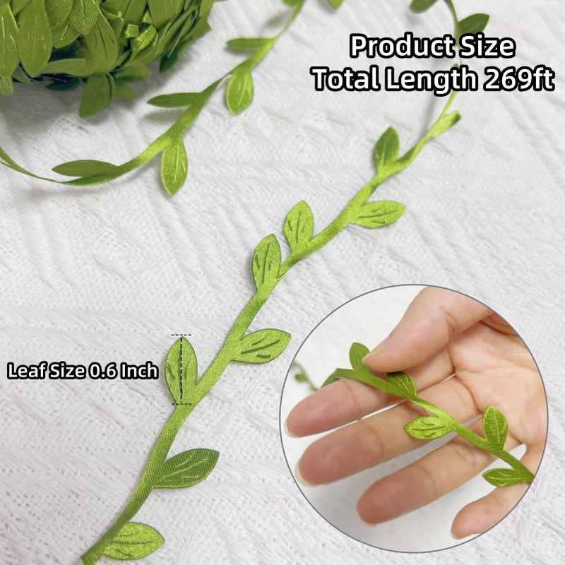 Hecaty 269ft Leaf Ribbon, Baby Shower Decorations Artificial Vines Leaf String Trim Ribbon for Decorative Spring Jungle Wild Plant Green Home Wedding Party Balloon Garland Wreaths DIY Craft - Image 2